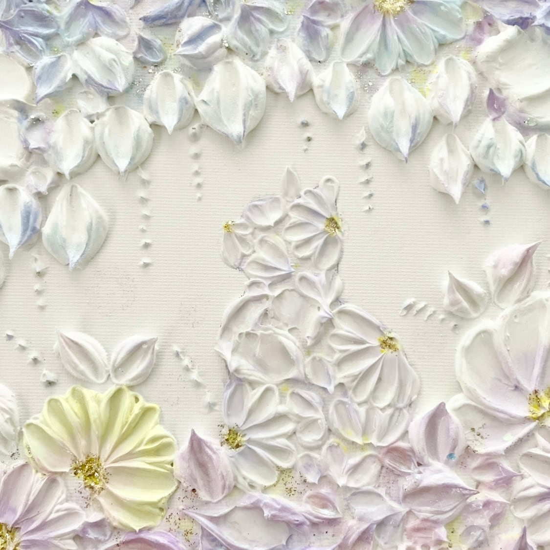 美しき世界」27.3×22㎝ 猫のテクスチャーアート 玄関インテリア