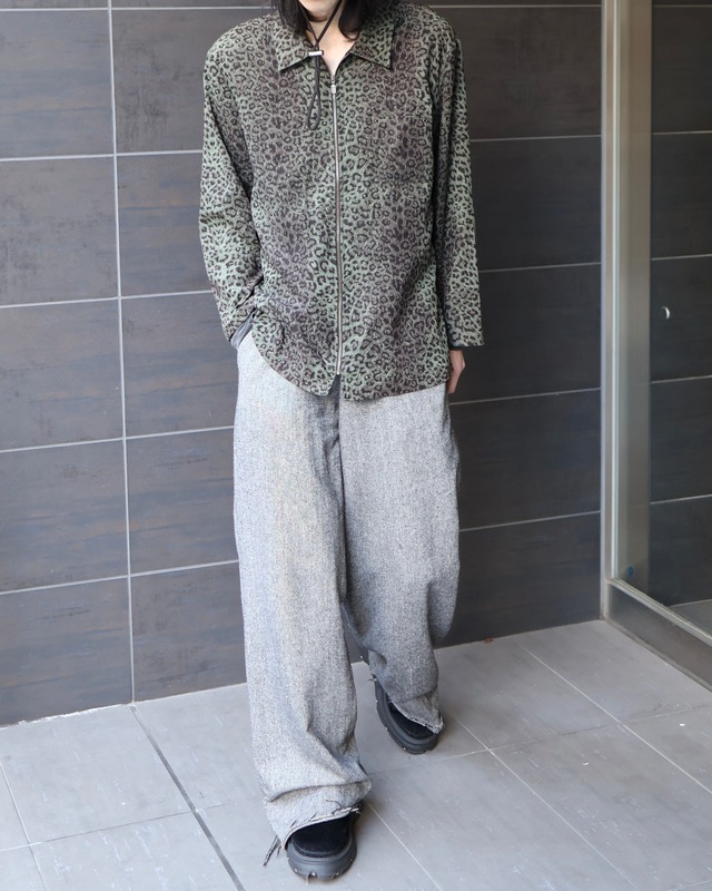 Leopard design zip-up blouson
