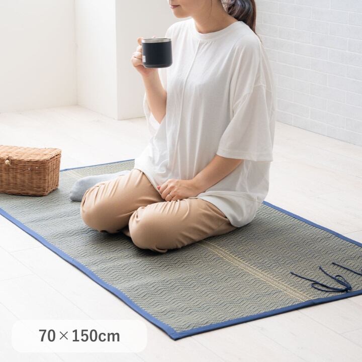 敷物 ラグ・カーペット い草ラグ 『おでかけ畳シート』 イエロー 約70×150cm