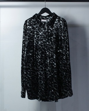 【Caka BLACK】Leopard Pattern Loose Velour L/S Shirt