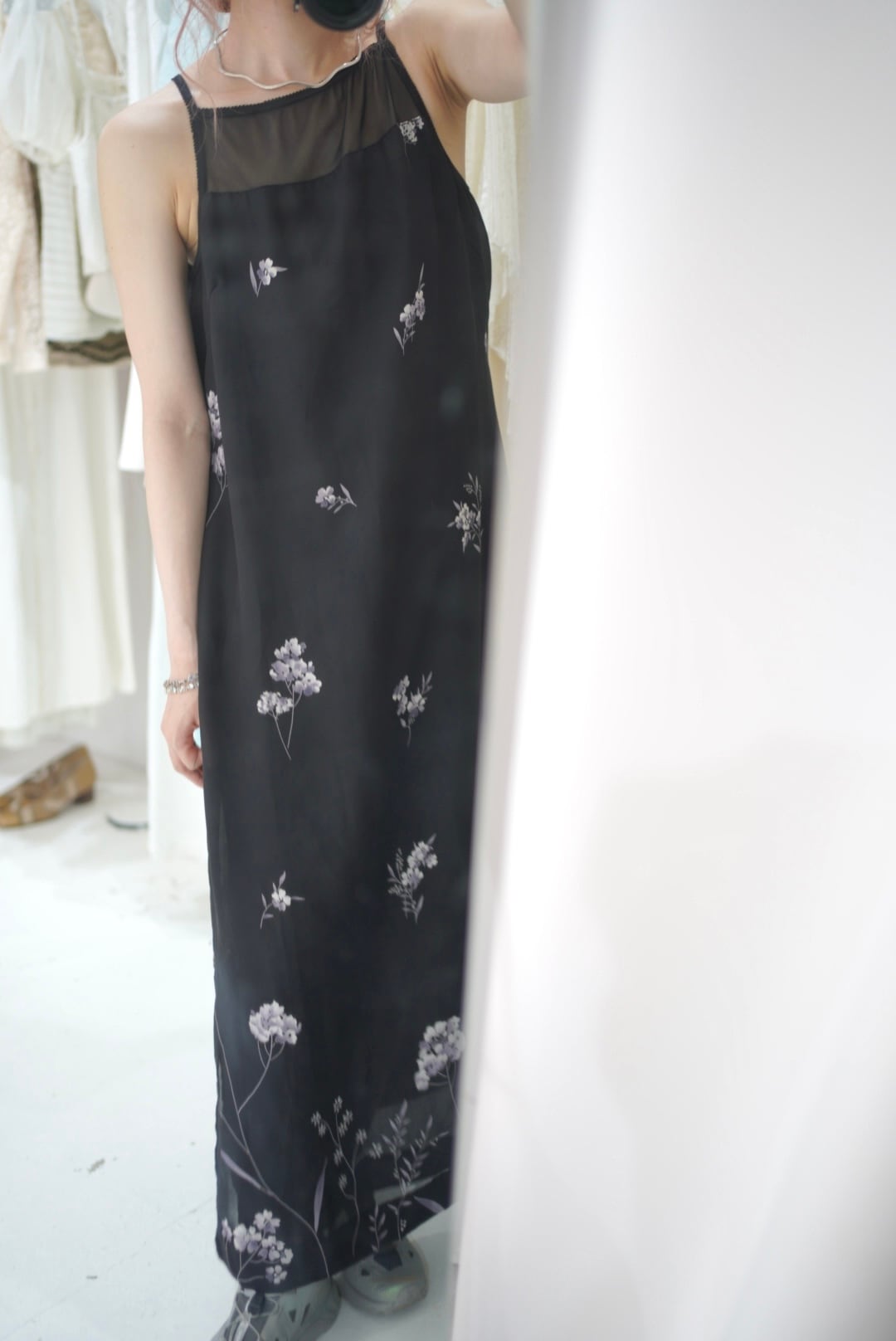 mesh flower camisole dress