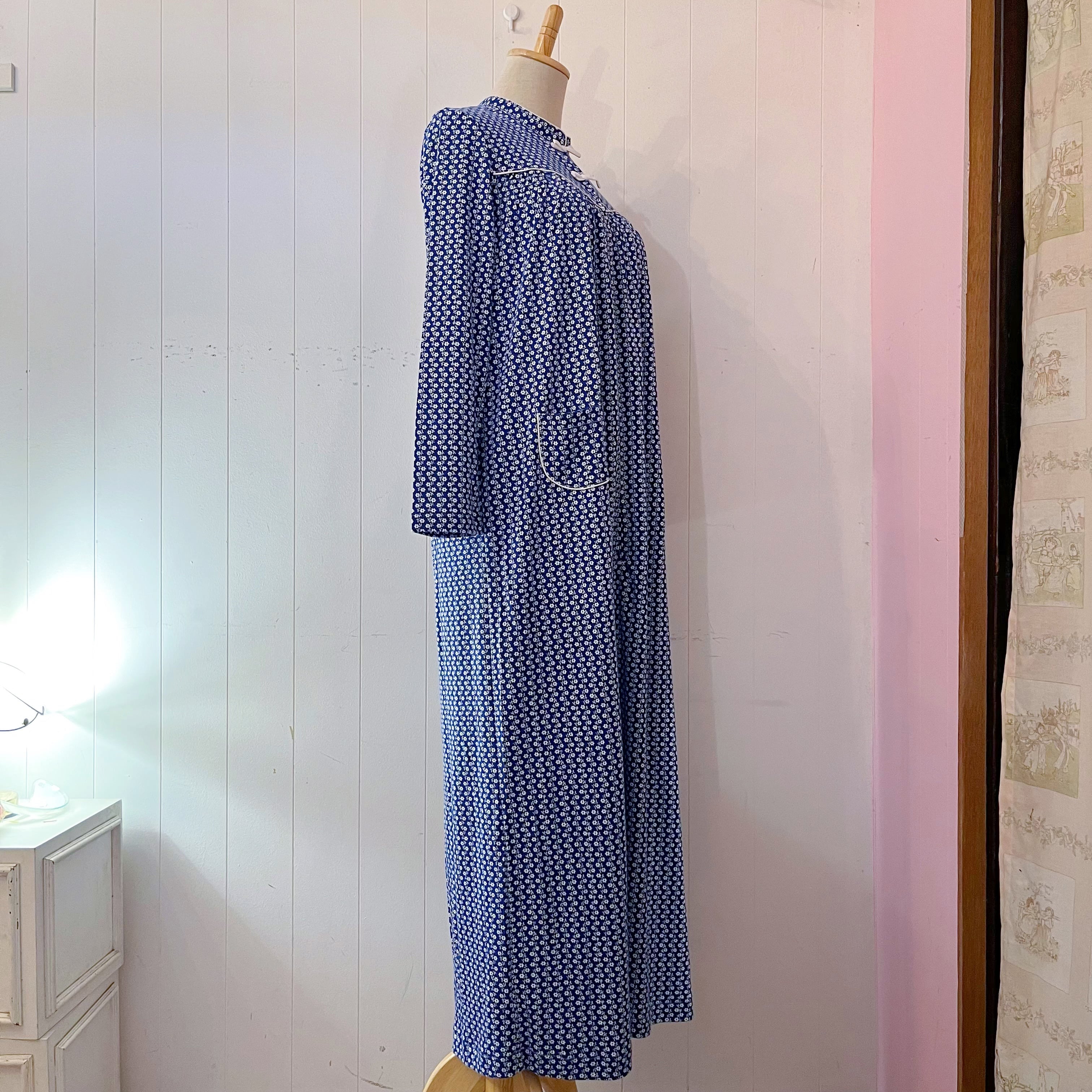 blue white flower neglige one-piece