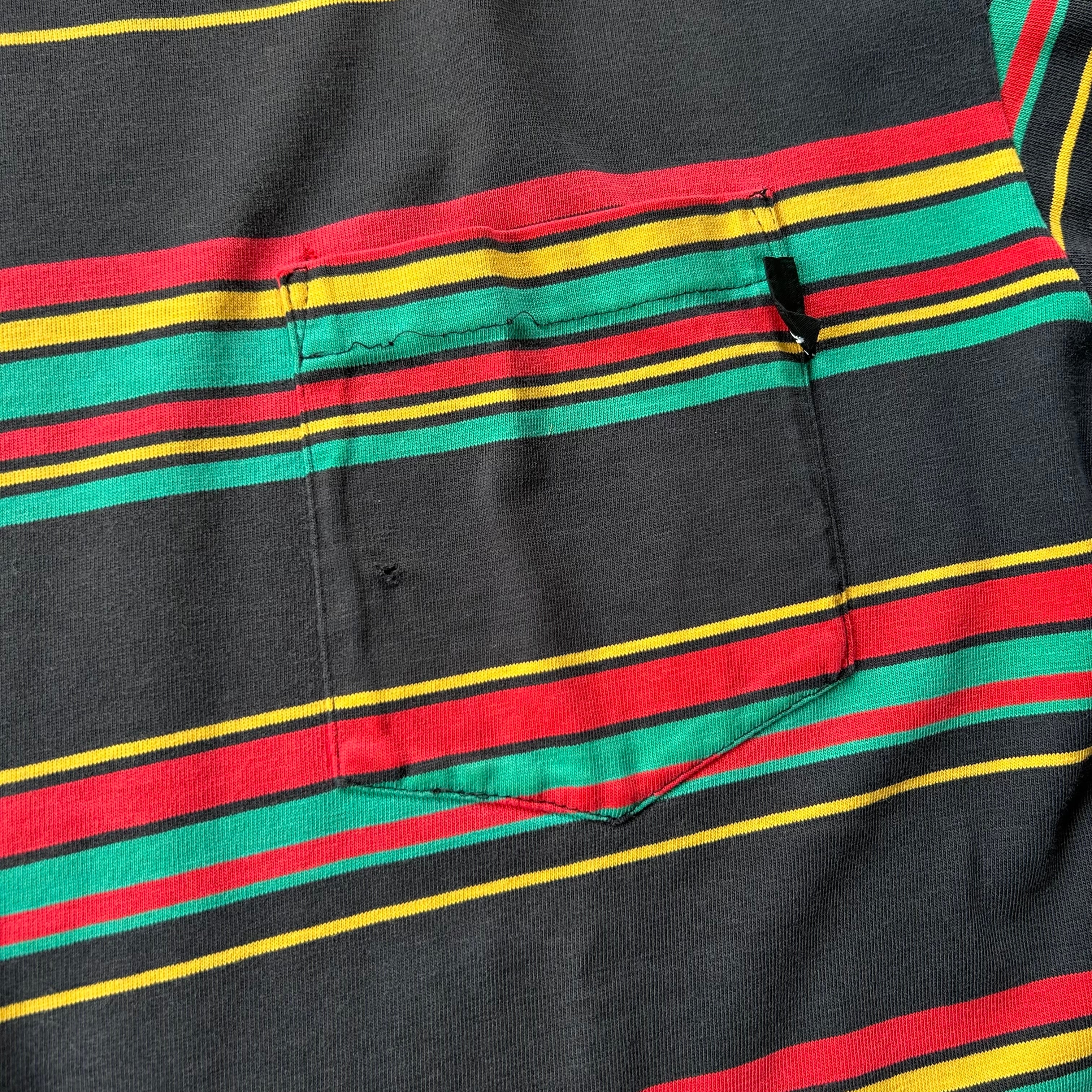 80s old stussy マルチボーダーtシャツ 黒 XL ラスタカラー | 東京準備室