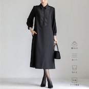 【最強配送】喪服・礼服【洗えるフォーマル】胸元レース切り替えデザインブラックフォーマルワンピース(裏付き)/725054-775503-776025