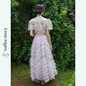 【2color】ふわりと揺れる♡総フリルティアードロングスカート 《Y0301》