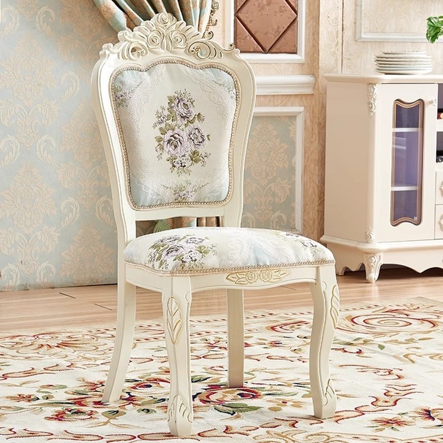 ダイニングチェア ヨーロッパ調 花柄 おしゃれ かわいい インテリア ヨーロピアン ロココ調 薔薇 北欧 椅子 ホワイト ブルー 青 水色 欧州