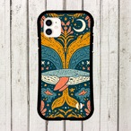 受注生産 iPhoneケース 青い鳥と花の装飾柄｜鳥モチーフ PSYF061A