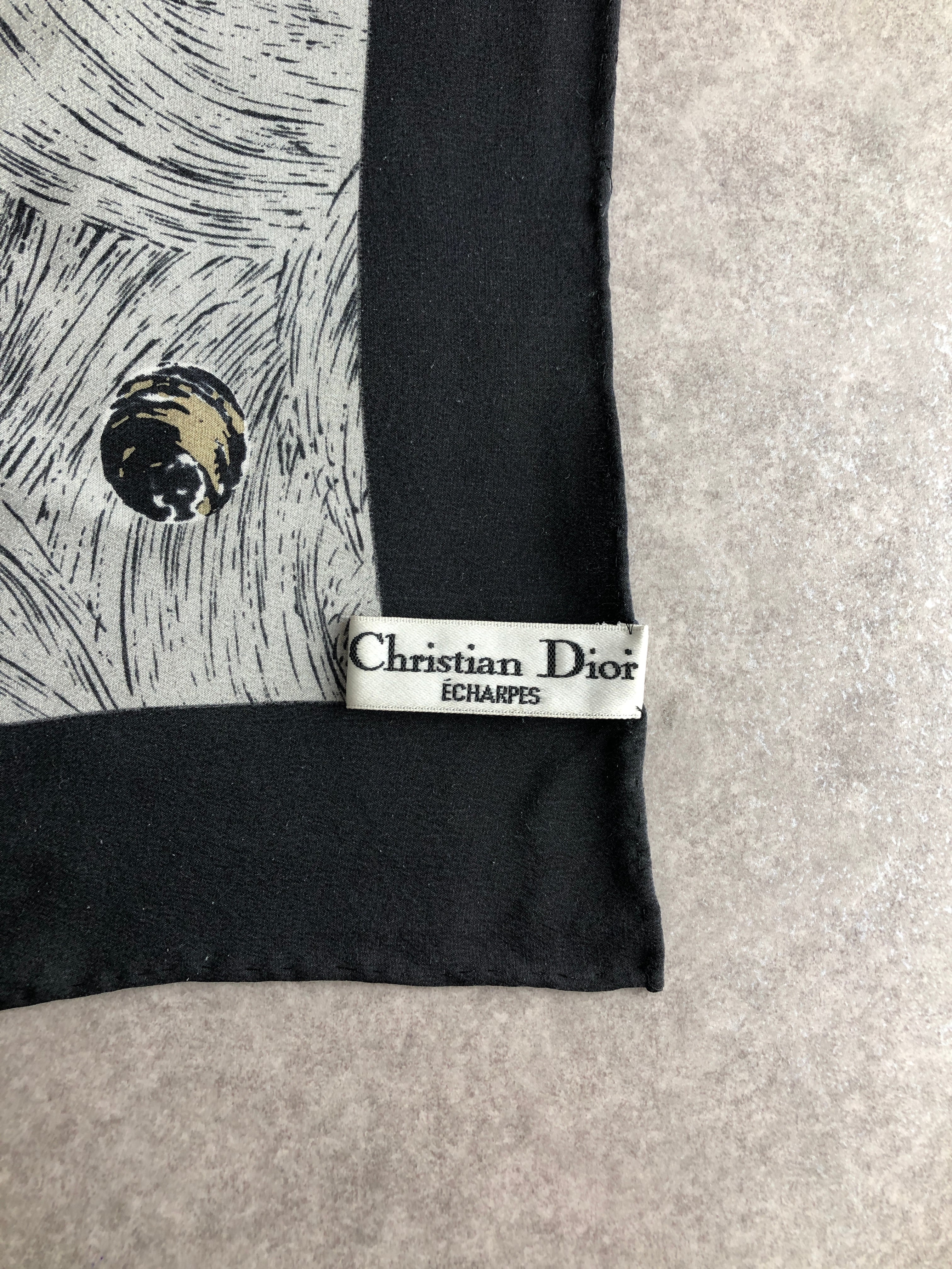 Christian Dior クリスチャン ディオール スカーフ ホワイト×グレー
