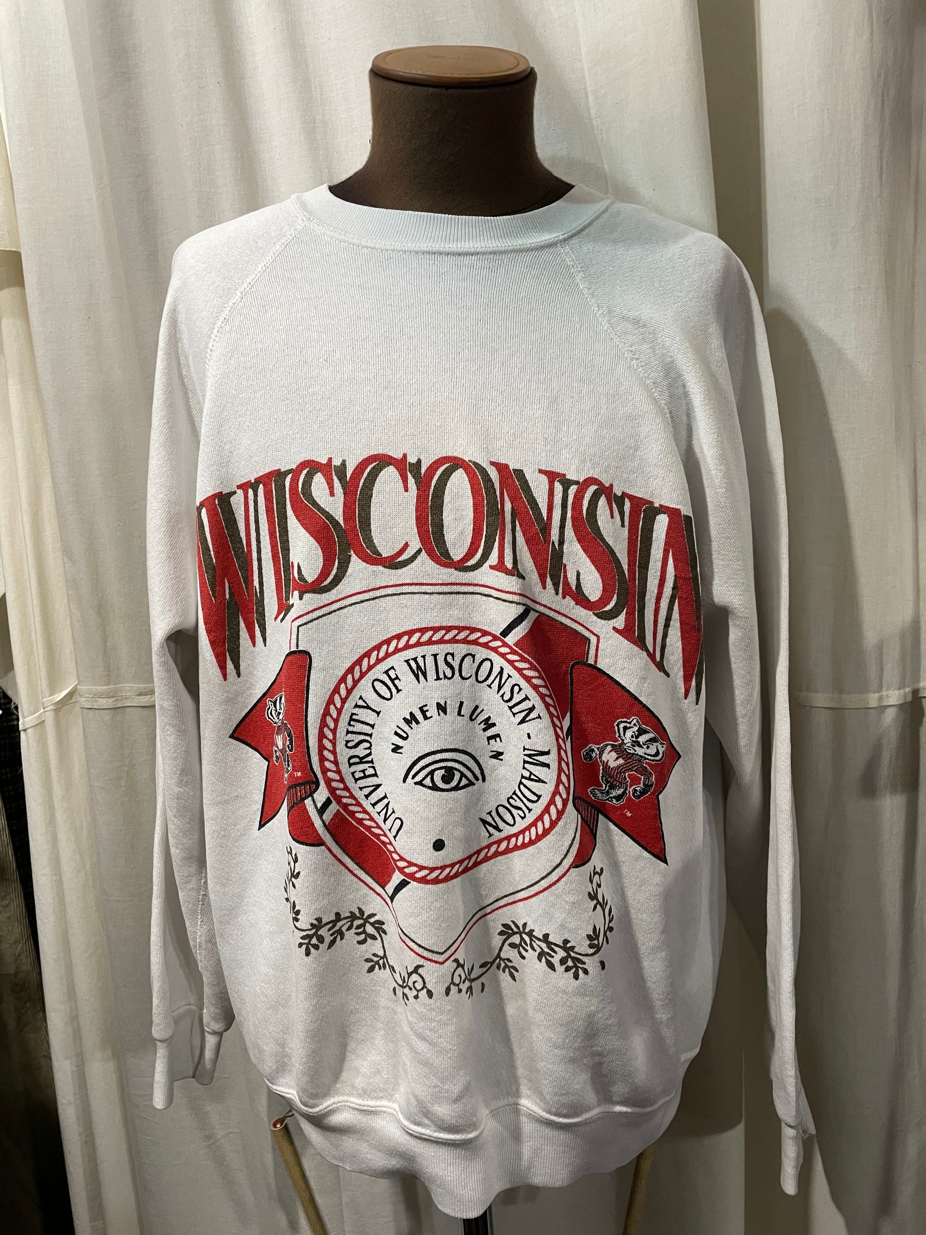 ~80's old プリントラグランスウェット Wisconsin University