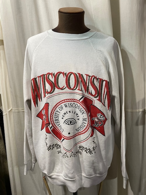 ~80's old プリントラグランスウェット　Wisconsin University