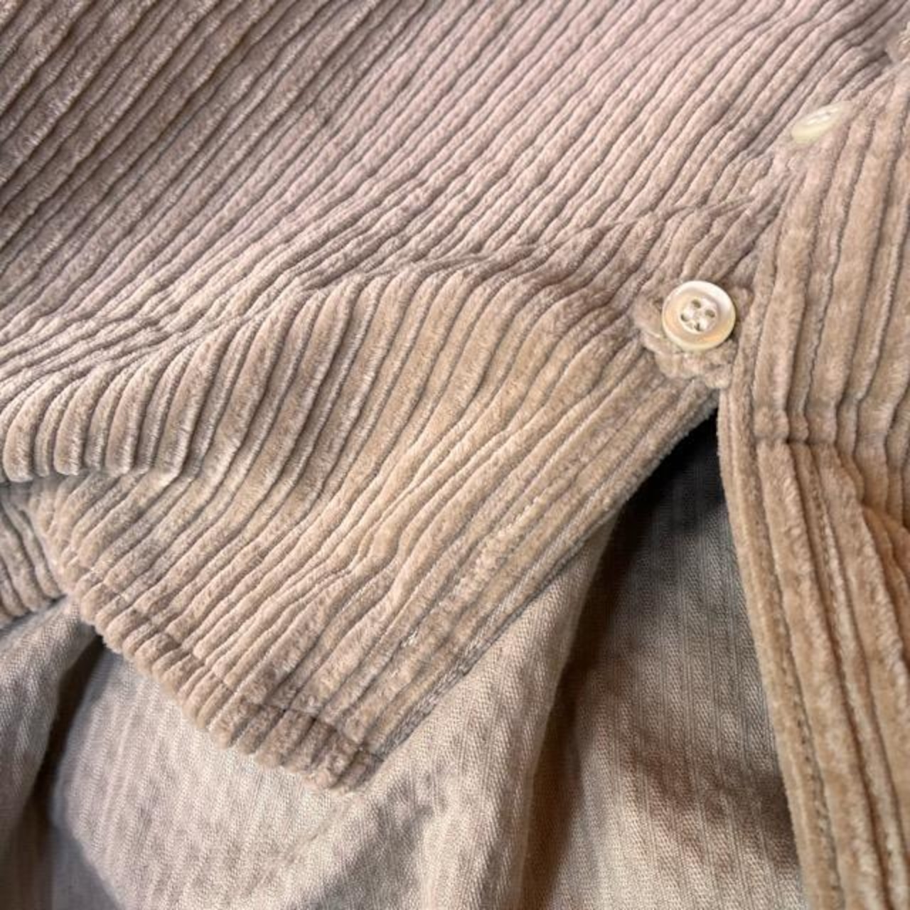 UNIVERSAL TISSU Parent-Child Corduroy Shirred Blouse, Beige/Brown, Long Sleeve Blouse, Balloon Sleeves, Oversized