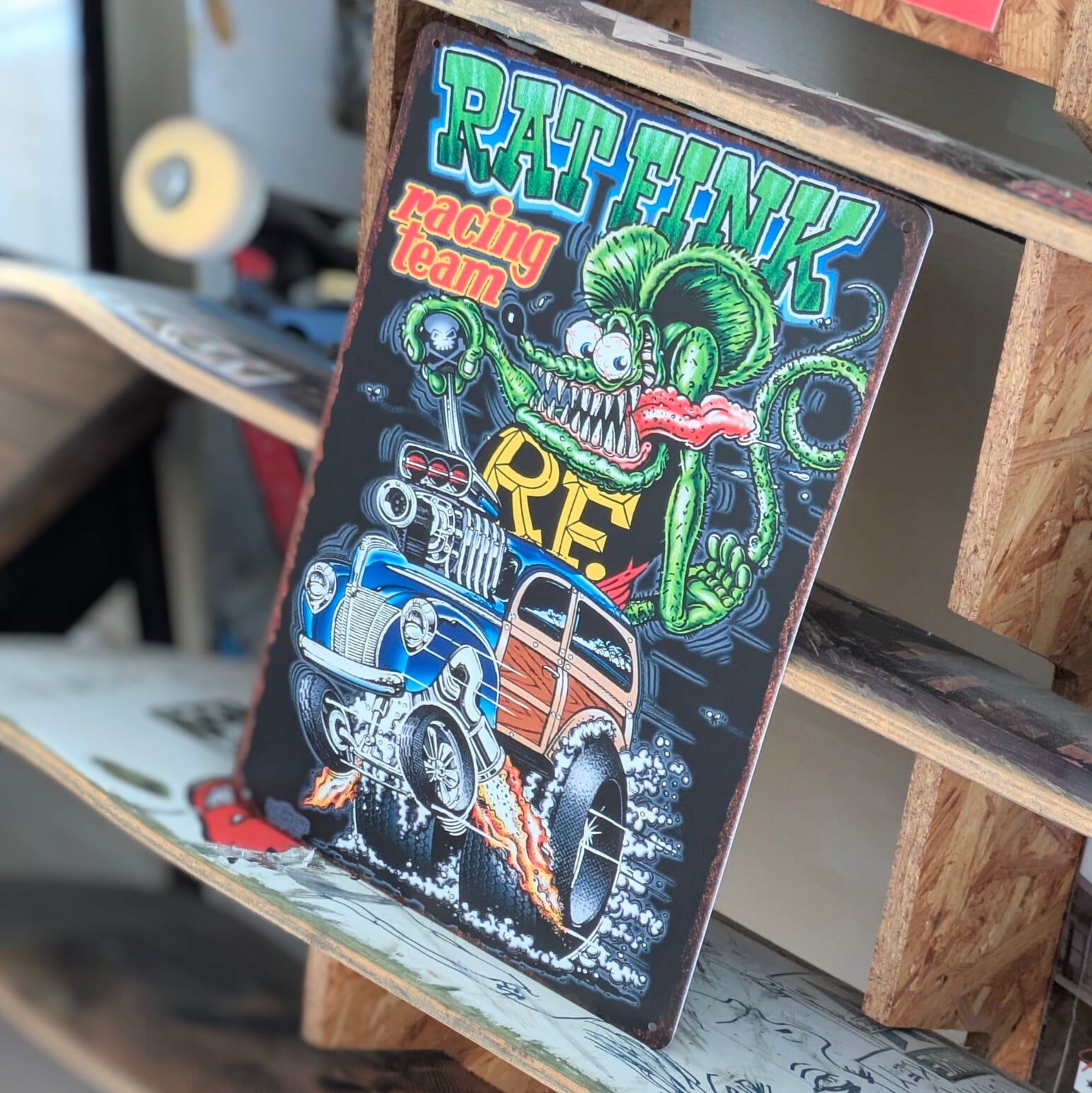 送料無料！ちょうどいいブリキ看板 【 RAT FINK ( ラットフィンク