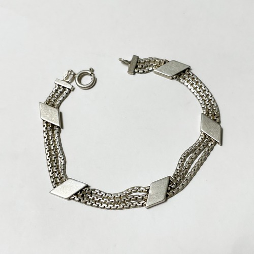 Vintage 925 Silver Triple Venetian Chain Bracelet
