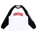 COLLEGE RAGLAN L/S TEE/WHITE×BLACK