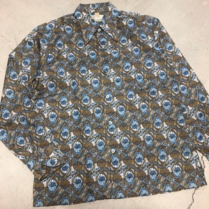1970'S SEARS BLUE 総柄 POLY SHIRT