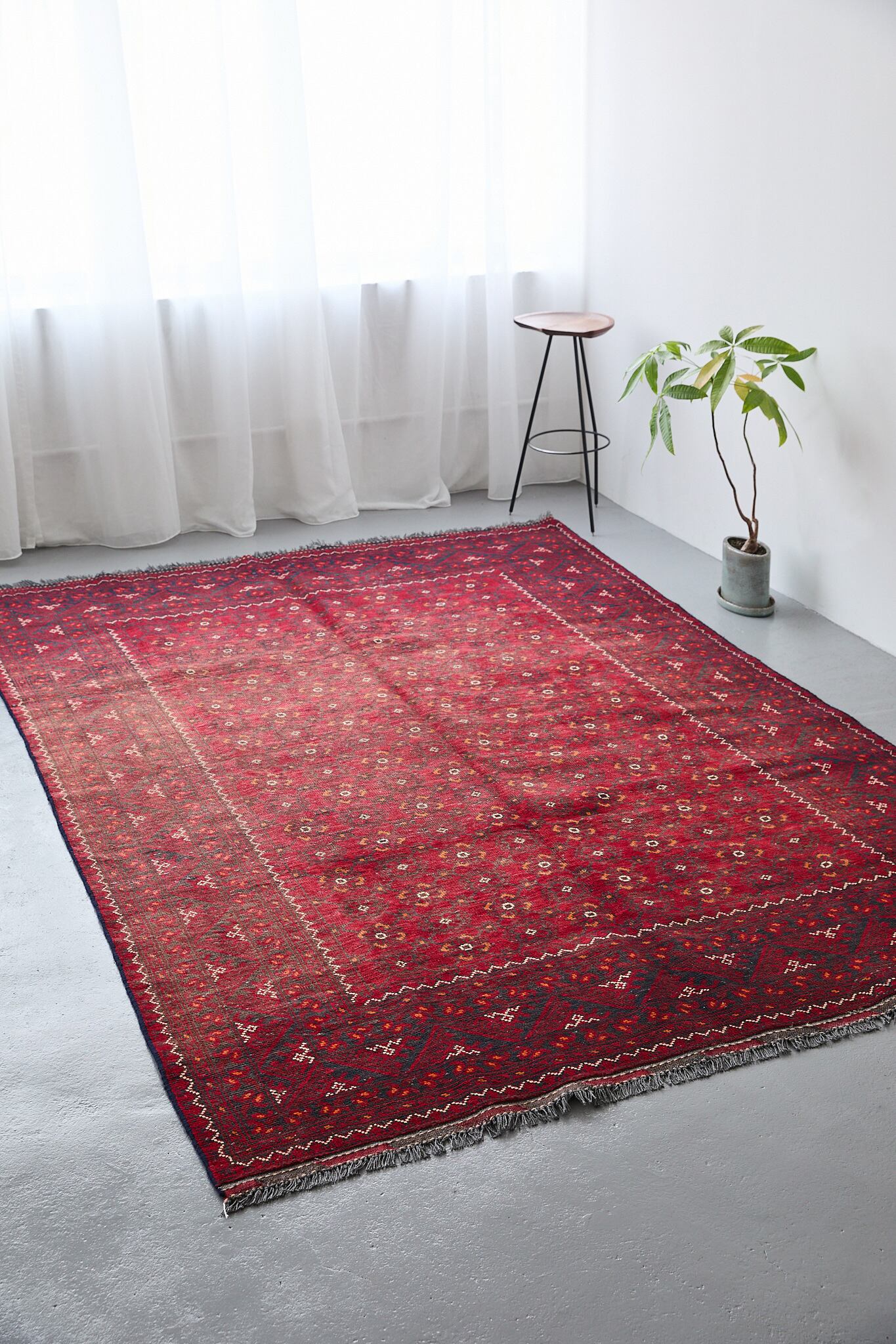 No.147 大型ヴィンテージラグ トルクメン族 アフガニスタン産(288×190cm)レッド