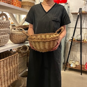 Bangladesh Sea glass  fruit basket 　バングラディッシュ　シーグラスフルーツバスケット　ラウンド　ホワイト　収納　カゴ　小物入れ