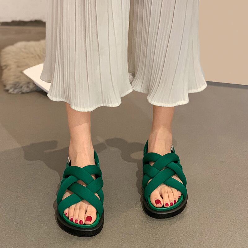 ミュールサマーレッドカジュアルサンダル 靴 シューズ 夏物 ビーチ フェイクシューズ28362390262