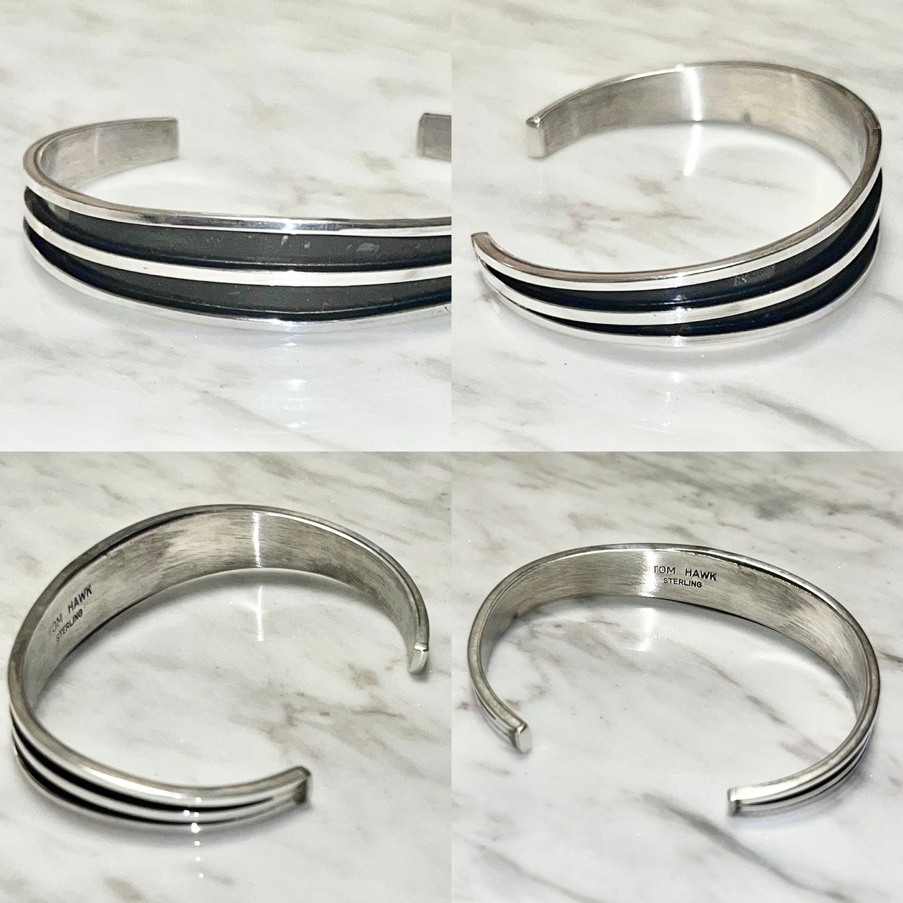 navajo Tom Hawk 2row silver bangle