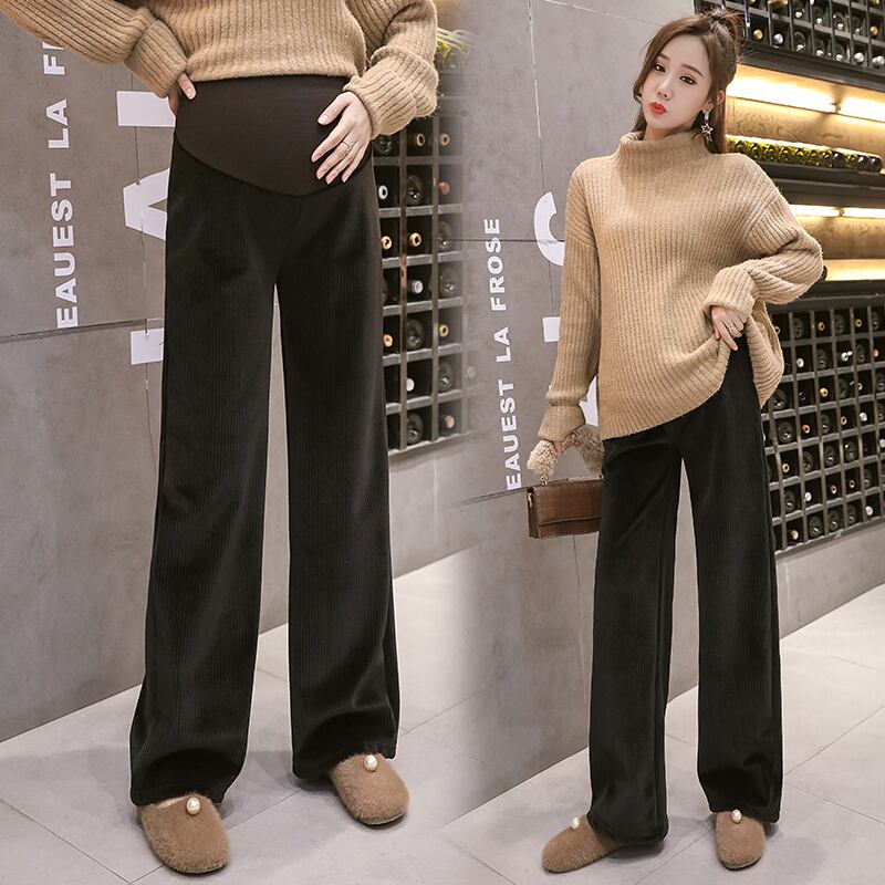 【新作】【送料無料】 530ウィンターシックウォームプラスベルベットマタニティパンツ調節可能なベリーパンツ服妊娠中の女性妊娠中のフルロングパンツ 冬物 アジャスタブル AL expec432086074271