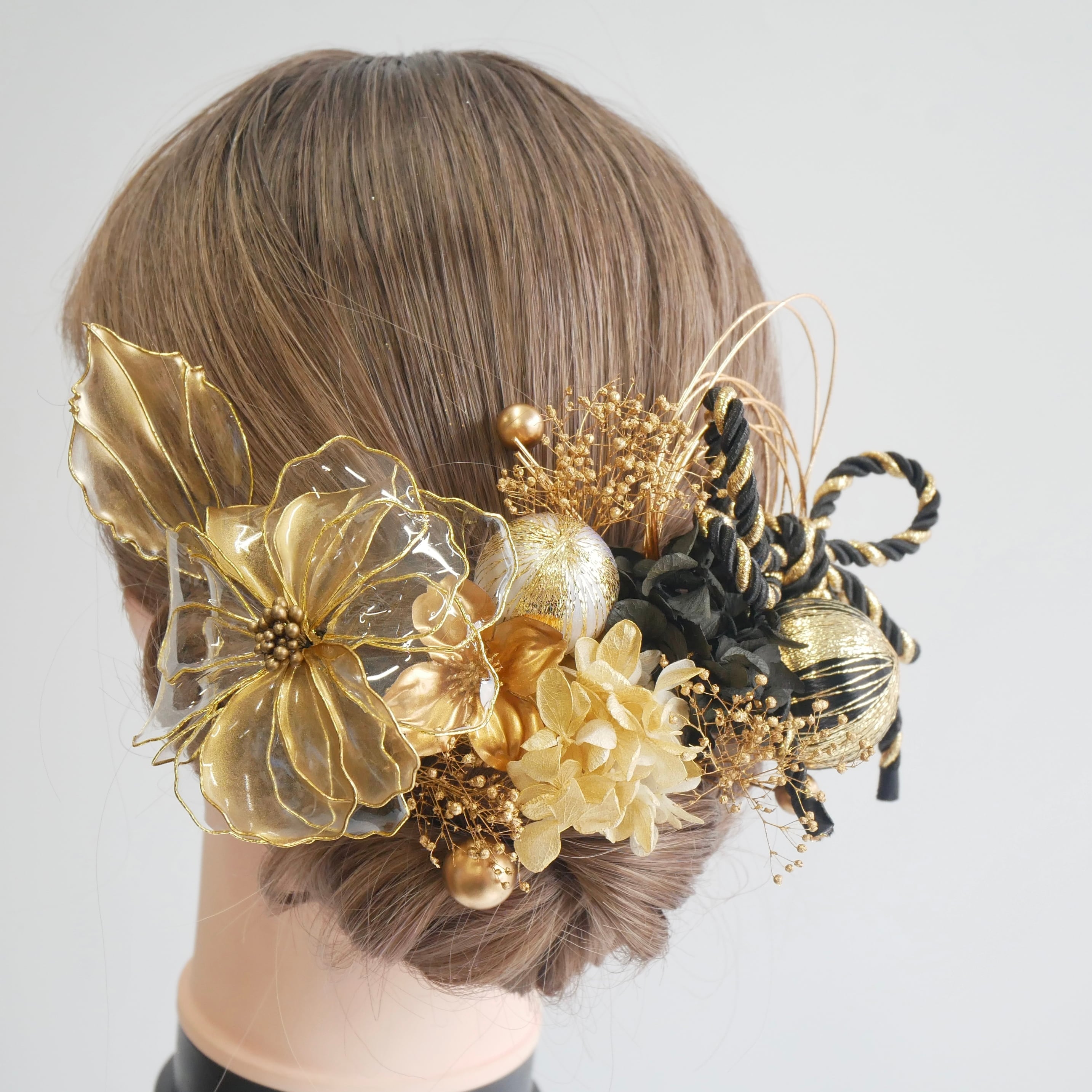 A007 アメリカンフラワー 髪飾り 成人式 卒業式 結婚式 前撮り 袴 色打