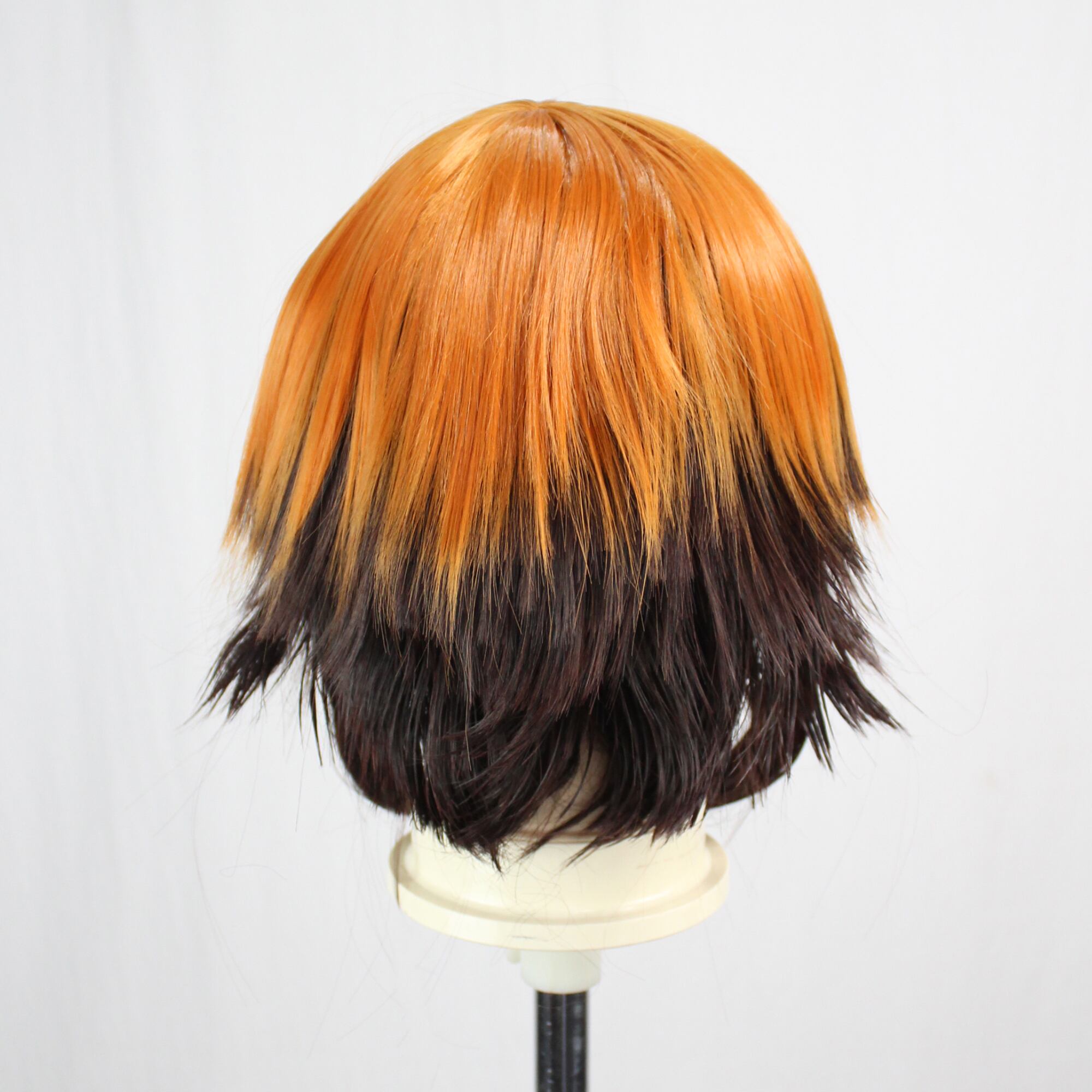 コスプレ耐熱ウィッグ オレンジ ブラウン 2トーン ショート ウィッグ