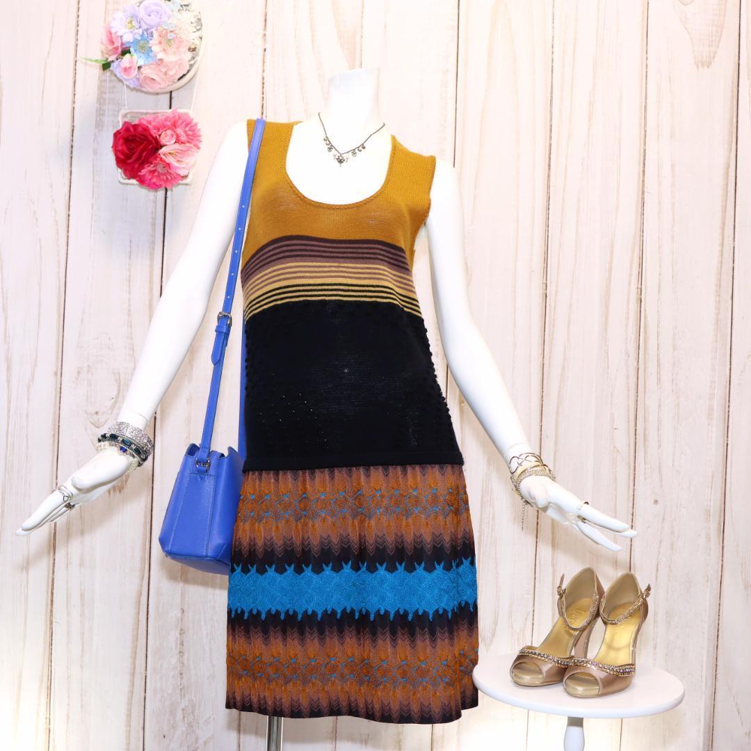 ミッソーニ ノースリーブニットワンピ マルチカラー フリーサイズ ミッソーニ ノースリーブニットワンピ マルチカラー フリーサイズ