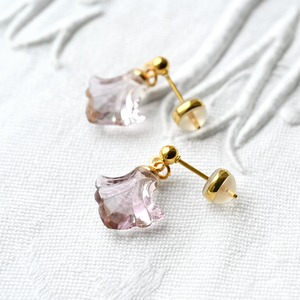 【数量限定】アール・デコヴィンテージガラスのピアス／イヤリング［タッセル・クリアラベンダー］　pag066