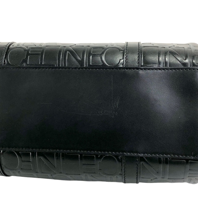 CELINE セリーヌ ハンドバッグ ブラック ロゴ型押し レザー ロールバッグ vintage ヴィンテージ オールド 2jj6ge
