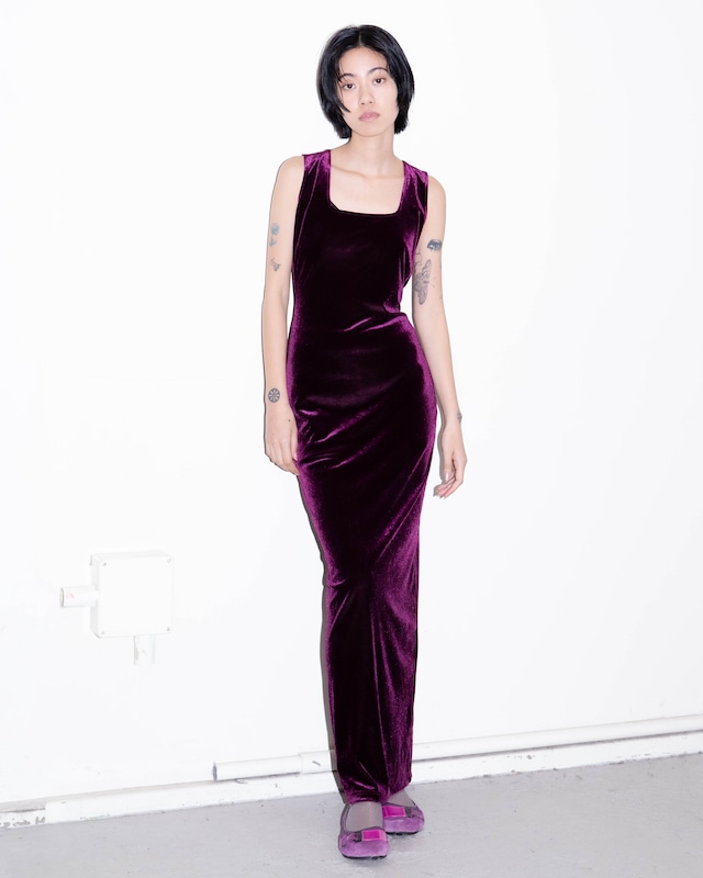 1990s square neck velour tank dress