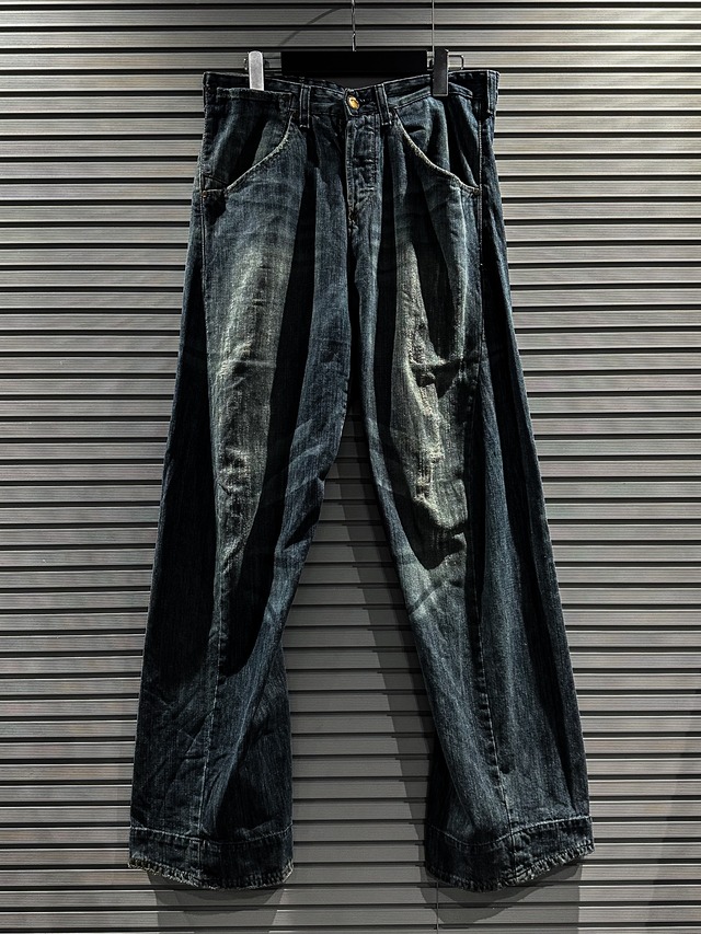 【X VINTAGE】Draping Design Vintage Loose Denim Pants