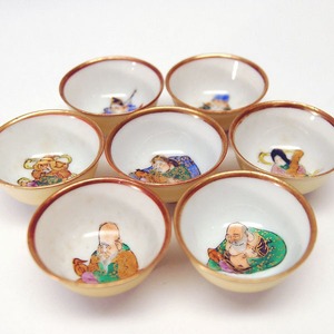 九谷焼・ぐい呑み・お猪口・七福神・酒器・焼物・7個セット・No.170515-15・梱包サイズ60