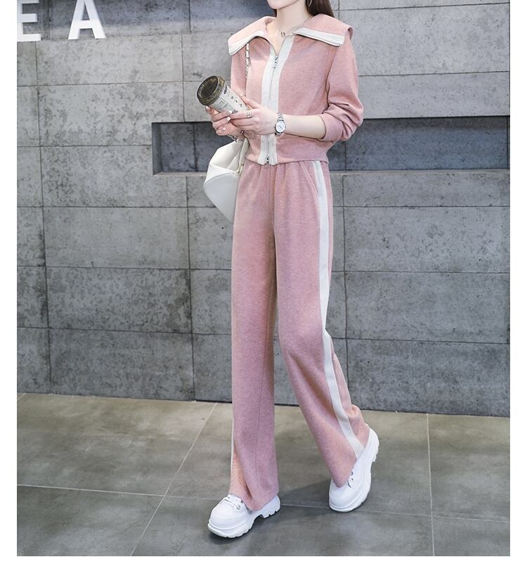 セットアップ ジャケット パンツ レディース ニット 長袖 3色 2点