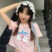 ✞ ショートTシャツ プリント柄半袖スリーブトップス ピンク スウィート ガーリー ✞ゴスロリ SM ミリ 甘ロリ クラロリ 和ロリ エレガント 黒ロリ 姫ロリ 華ロリ BB-BB8461670
