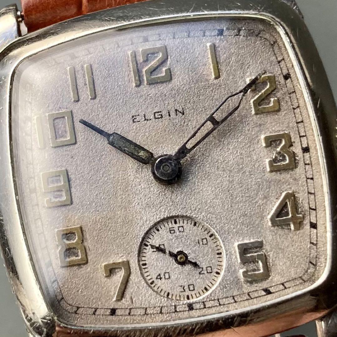 動作品】エルジン アンティーク 腕時計 1920年代 手巻き メンズ デコ ...