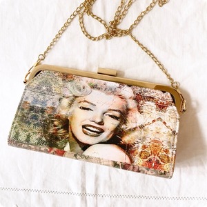 フランスヴィンテージ がま口クラッチバッグ  | マリリン・モンロー チェーン付きショルダーバッグ 蚤の市 | 1900年代後半