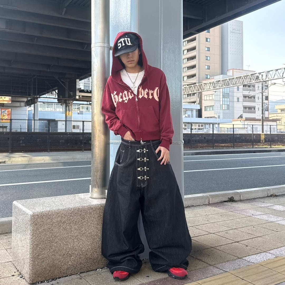 バックロゴショートジップパーカー（エンジ） el1539 | elev fashion store