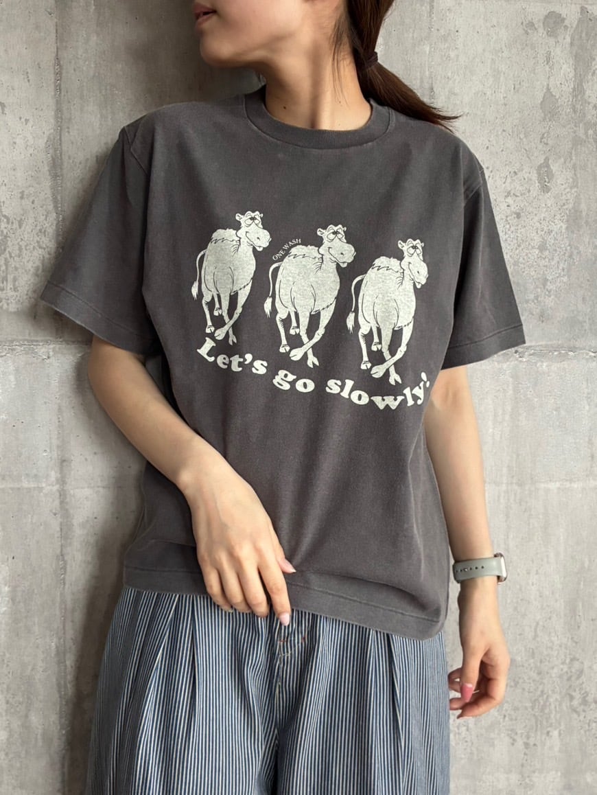 ONEWASH】フェードプリントTシャツ（キャメル） | ONE WASH