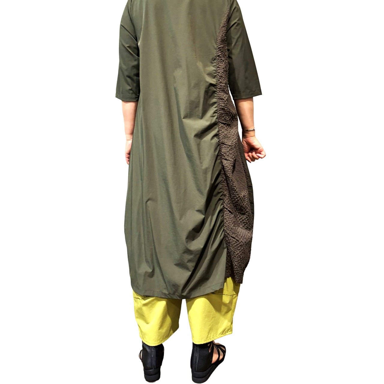 【最新作】ギャザリングコンビワンピース【263-7113】Gathering combination dress