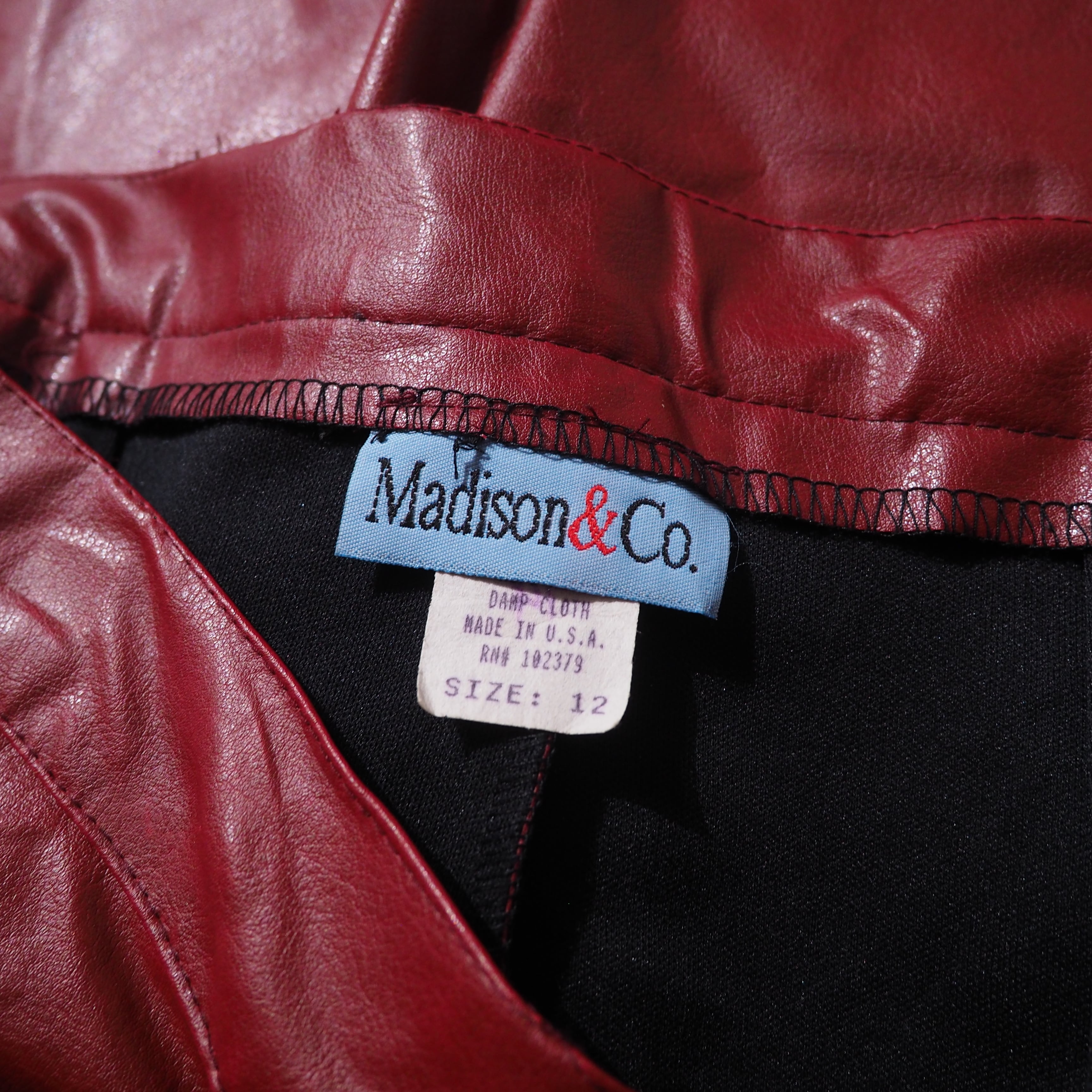 " Made in USA " Beautiful Blood Red color vintage Fake leather pants
