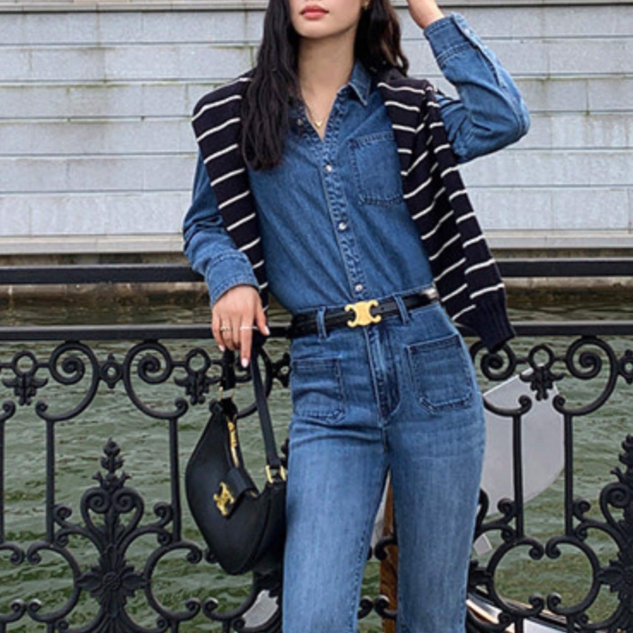 ウォッシュ加工レトロデニムシャツ W01365