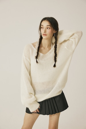 [threetimes] Bella mohair knit top Ivory 正規品 韓国ブランド 韓国通販 韓国代行 韓国ファッション スリータイムズ 日本 店舗