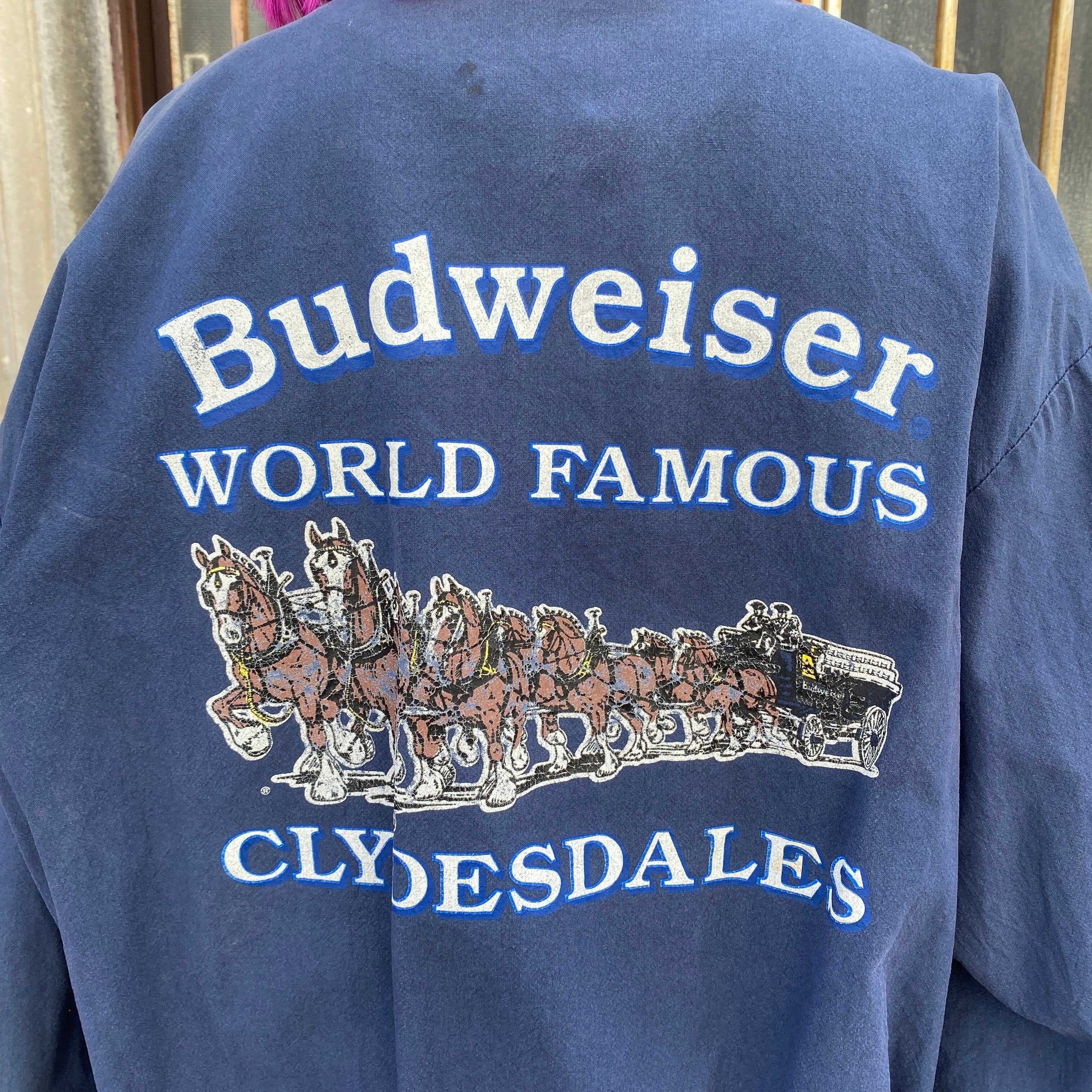 90年代 USA製 Budweiser バドワイザー スタジャン メンズL相当 古着