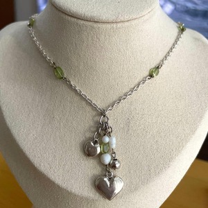 925 シルバーナチュラル　グリーン　ストーン　ネックレス