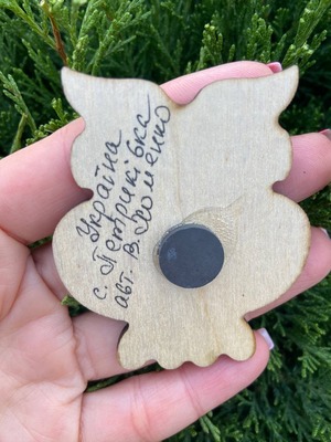 ペトリキフカ塗りのマグネット 梟（Khomenko製作）