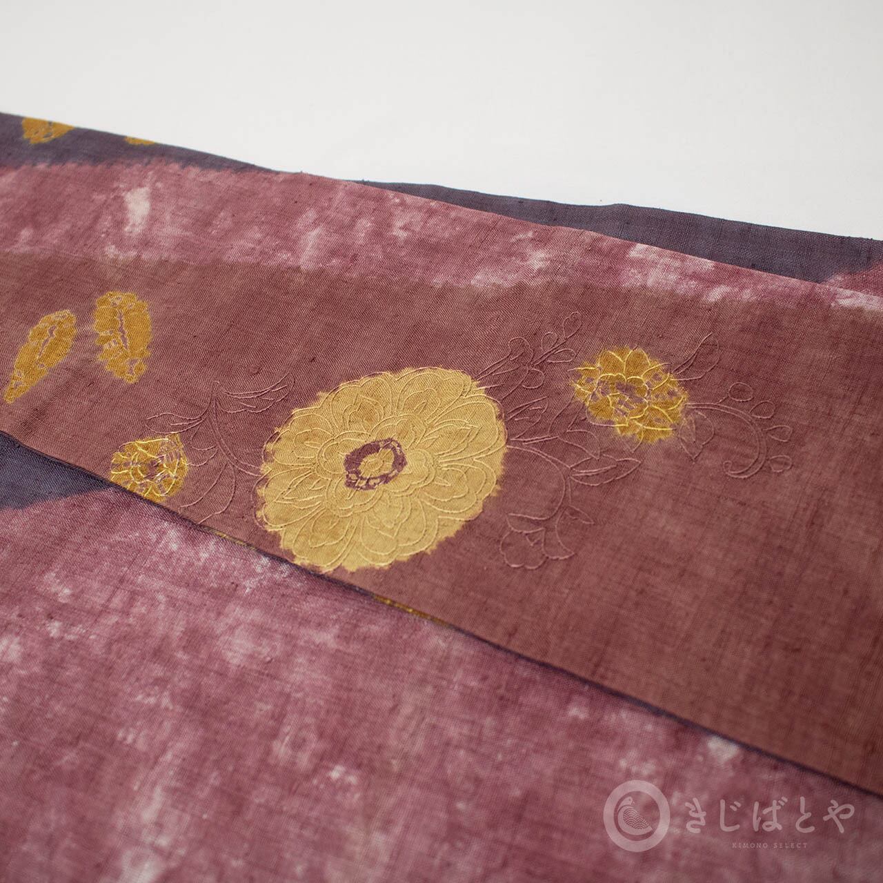 正絹紬 葡萄酒色に刺繍のなごや | きじばとや