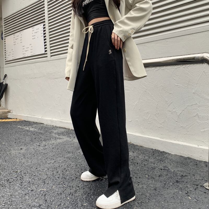 ルーズハイウェストウェストパンツ スプリングオータムワイドレッグカジュアル 春物 秋物 ワイドパンツ スーパーモール93527414405