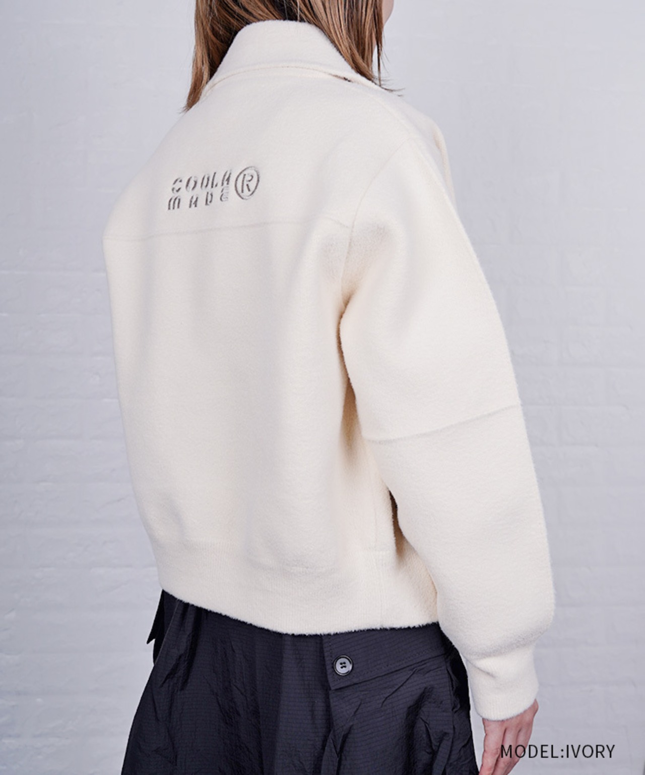 【直営限定ITEM】COOLA エンブロイダリージップニットブルゾン (IVORY)　CQ-47129H