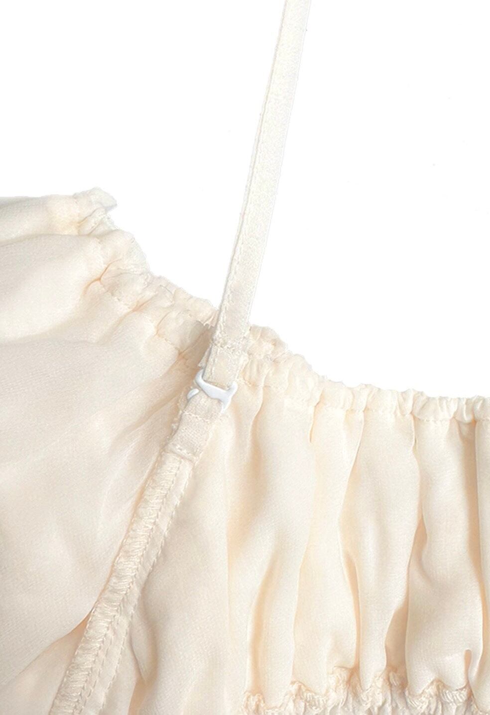 CLANE W FACE TOPSTITCHED FRILL TOPS -IVORY- | Chapel