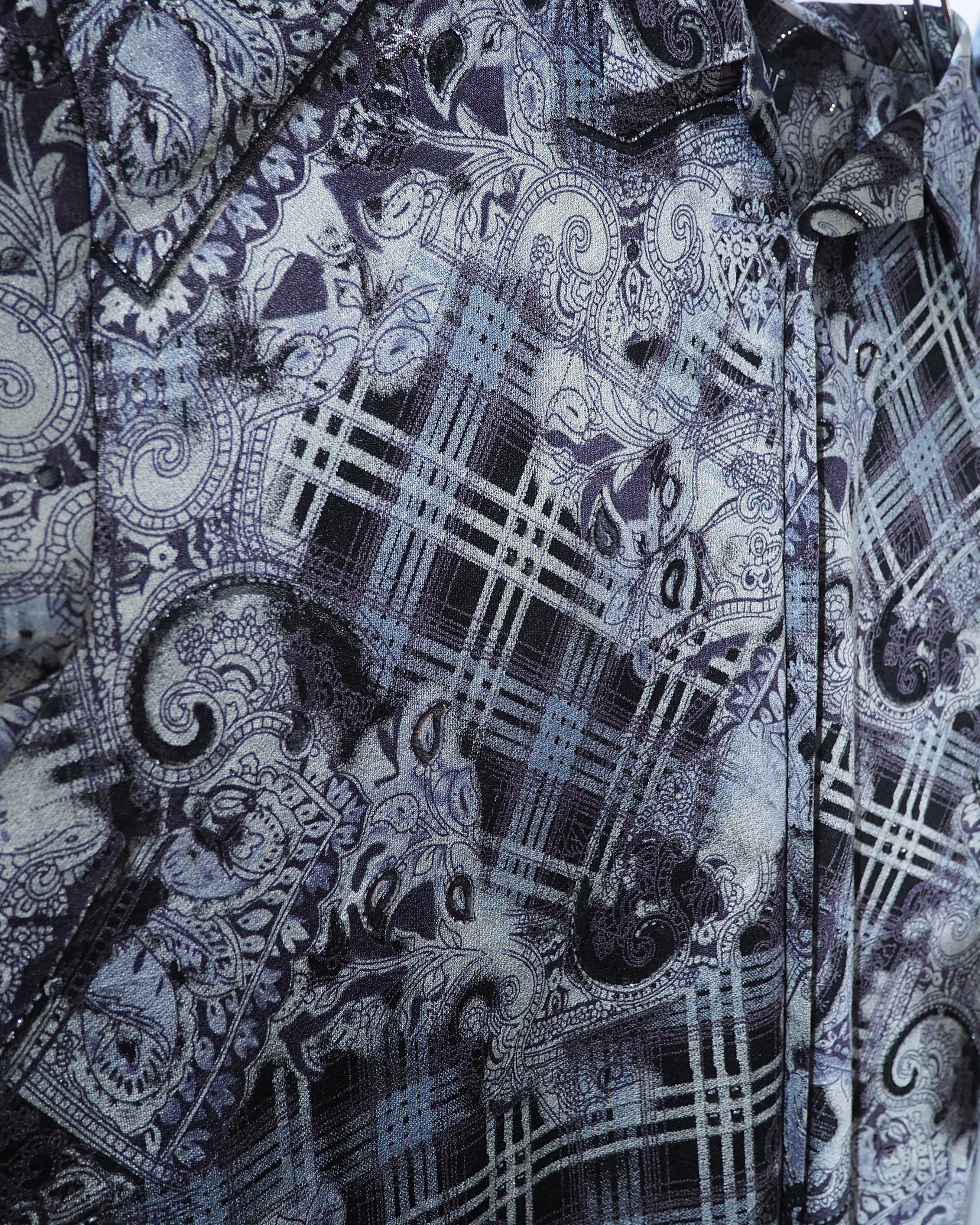 " PRONTI - Special " Luxury Mode pattern Drape loose SS open collar Shirt